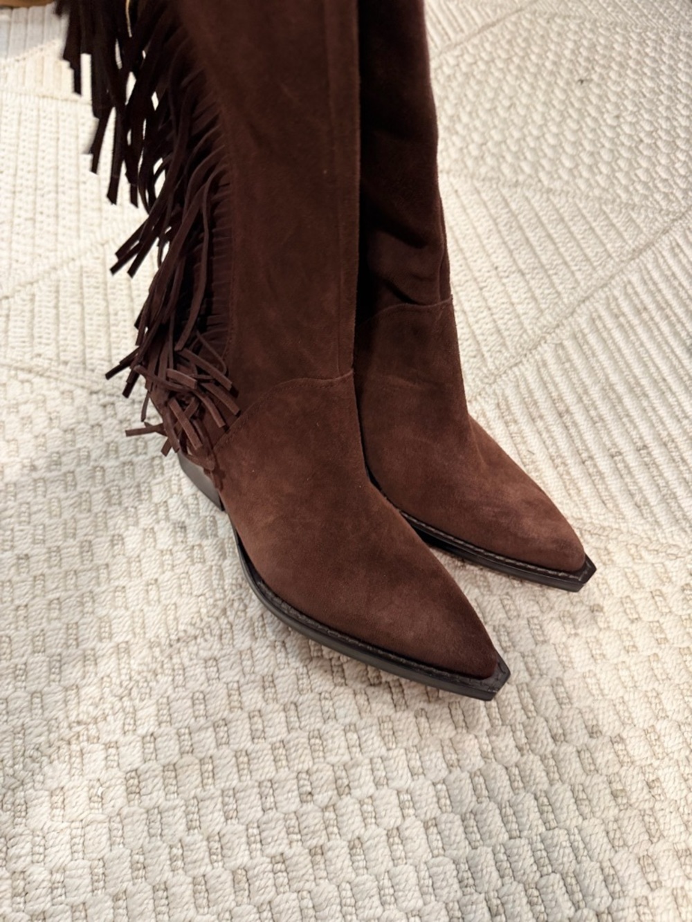 Dolce Vita Women's Brown Wide Calf Roley Fringe Western Boot - Picture 5 of 7